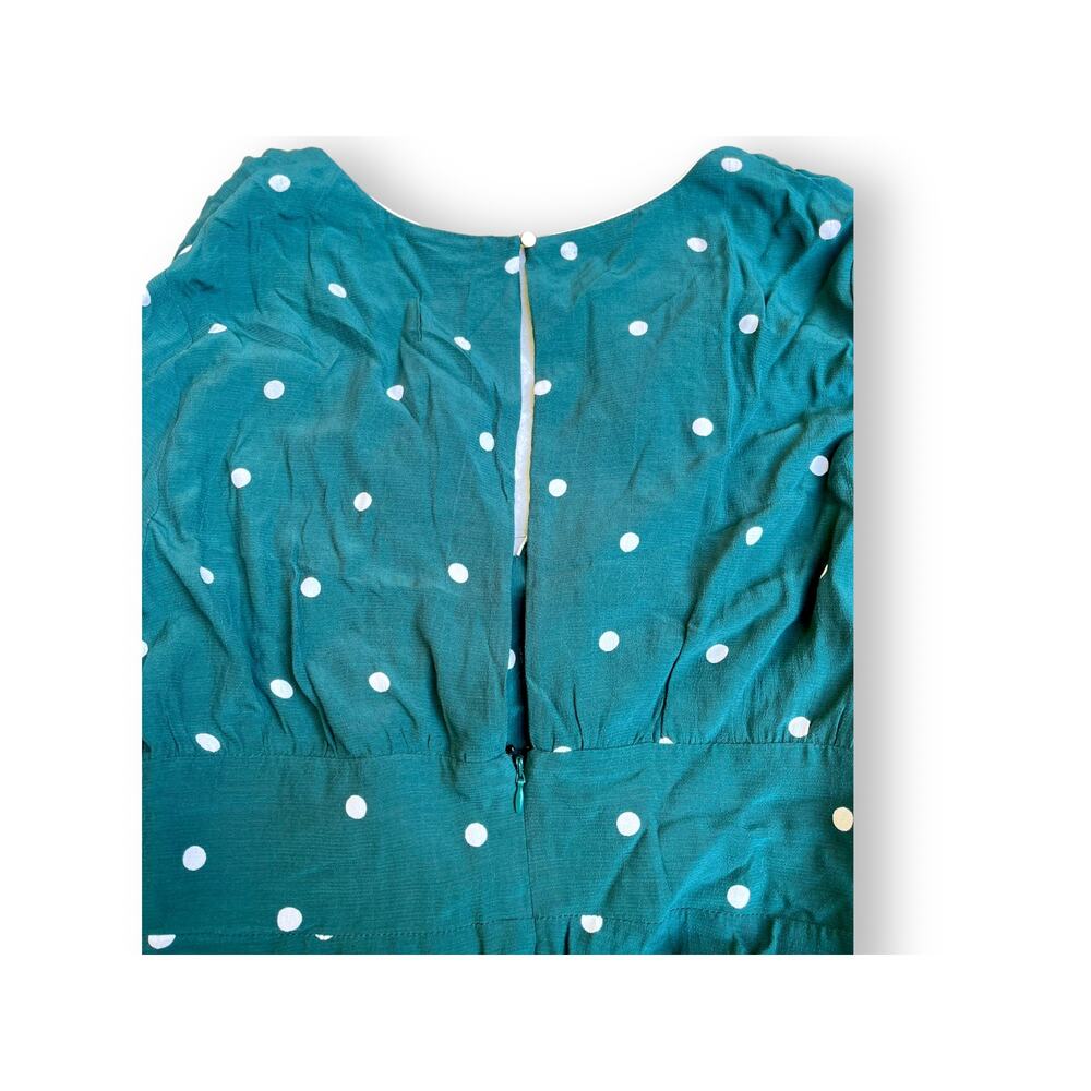TopShop Polka Dot Rusched Mini Dress | Sz 10, Green & White | NWT $75 - Picture 11 of 12